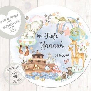 Tortenaufleger Taufe Fondant Durchmesser 20cm Wunschname Arche Noah