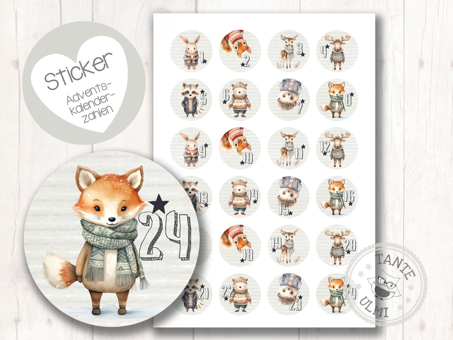 Sticker/ironon Image advent Calendar Numbers 24 Pieces Etsy