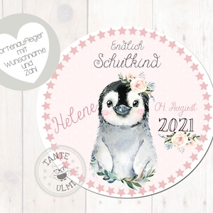Cake topper colegial fondant diametro 20 cm nombre deseado pinguino
