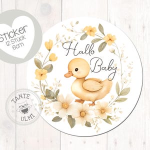 Aufkleber Hallo Baby 12 Stück  6cm