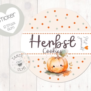 Aufkleber "Herbstcookies" 12 Stück  6cm