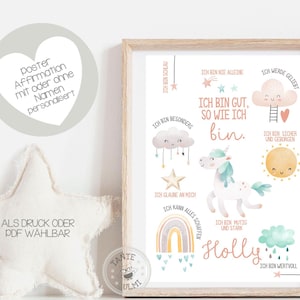 Affiche d'affirmation imprimée pour chambre d'enfant, impression personnalisée ou PDF, amour de soi, courage, cadeau