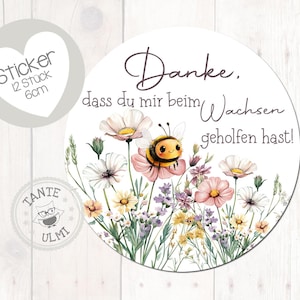 Aufkleber  Samenbomen  Danke, dass du mir beim Wachsen geholfen hast Geschenk Erzieherin Erzieher 12 Stück  6cm