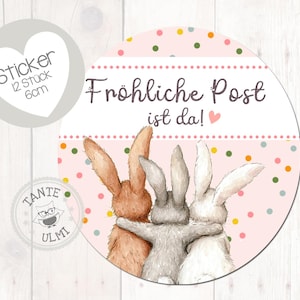 Adesivo Happy Post está aqui Coelhos 12 peças 6 cm