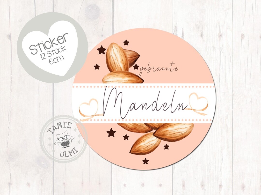 Stickers Roasted Almonds 12 Pieces 6 Cm - Etsy