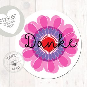 Aufkleber  "Danke" 12 Stück  6cm