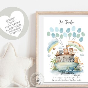 Empreinte digitale Baptême/Communion/Naissance personnalisée en impression ou PDF