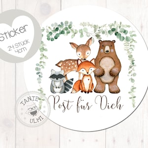 Adesivo "Post for you forest animals" 24 pezzi 4 cm