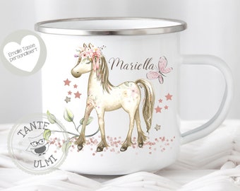 Tasse Becher Kinderbecher Emaille mit Namen