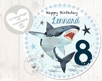 Cake topper fondant diameter 20 cm desired name shark