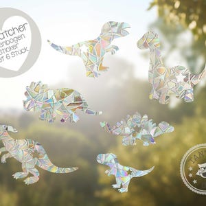 Suncatcher "Dinosaurs" Rainbow Sticker Set of 6, Assorted Sizes, Self-Adhesive Window Stickers, Prism, Children's Room