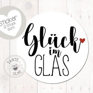 Stickers "Geluk in een glas" 12 stuks 6 cm