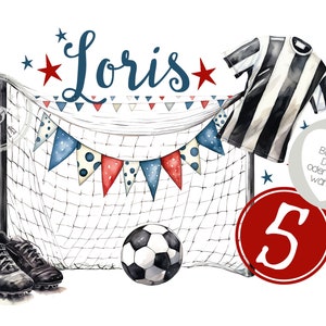 Bügelbild-Tortenaufleger-Muffintopper-Aufkleber-Einladungskarten-Sammelbogen Kindergeburtstag-T-Shirt- Optionen wählbar Fußball