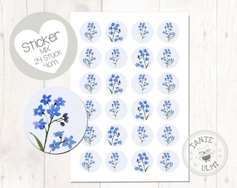 Forget-me-not stickers, 24 pieces, 4 cm