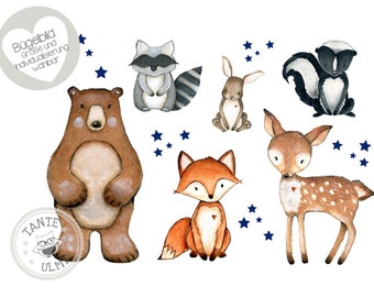 Iron-on picture “Forest Animals Stars”