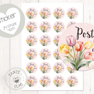 Autocollants "Post pour vous les tulipes" 24 pièces 4 cm
