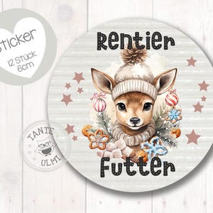 Adesivi "Cibo per renne" 12 pezzi 6 cm
