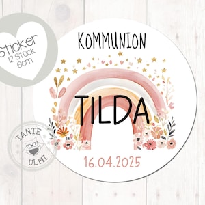 Stickers Communie Bevestiging Doop met Naam en Datum 12 stuks 6 cm