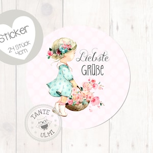Aufkleber "Liebste Grüße"   24 Stück  4cm