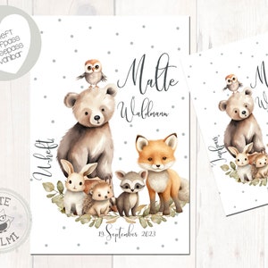 Funda para folleto en U - funda para certificado de vacunación - funda para pasaporte - opciones disponibles "pequeños animales del bosque"