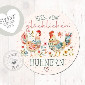 Autocollant œufs de poules heureuses 12 pièces 6 cm