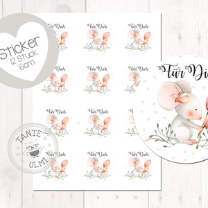 Stickers "Voor Jou" Muis 12 stuks 6 cm
