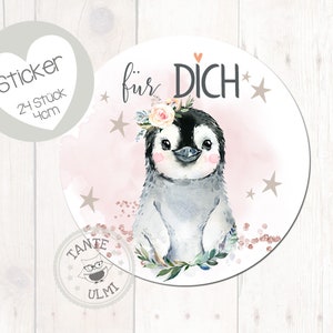 Sticker "For YOU" 24 stuks 4 cm pinguïn