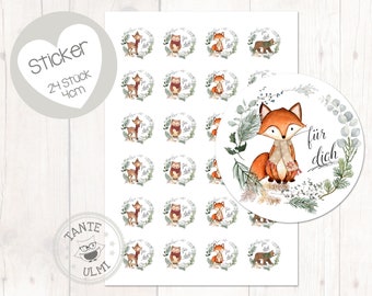 "Forest Animals Winter for You" Stickers, 24 pieces, 4 cm