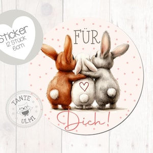 Aufkleber Für Dich Hasen 12 Stück  6cm