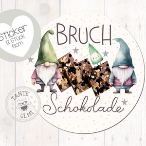 Aufkleber Bruchschokolade Schokolade Weihnachten 12 Stück  6cm