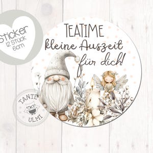 Aufkleber "Teatime kleine Auszeit für dich" 12 Stück  6cm