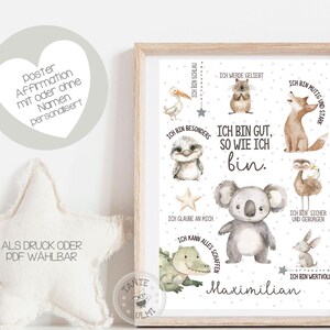 Affiche d'affirmation imprimée pour chambre d'enfant, impression personnalisée ou PDF, amour de soi, courage, cadeau