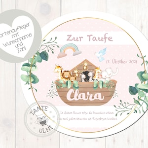 Cake topper bautismo fondant diámetro 20 cm nombre deseado Arca color arco iris seleccionable