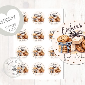 Aufkleber Cookies  12 Stück  6cm