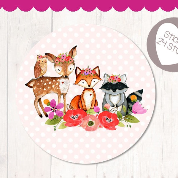 Sticker "Forest Animals" 24 pieces 4 cm