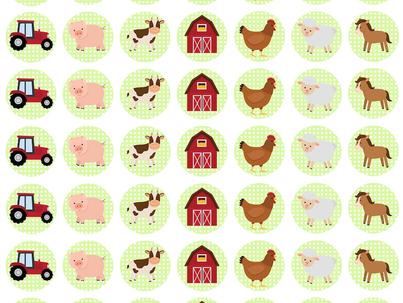 Sticker Farm 70 pieces 2.5 cm image 1