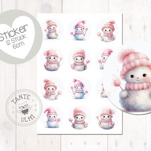 Stickers sneeuwpoppen 12 stuks 6 cm