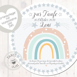 Cake topper bautismo fondant diametro 20 cm nombre deseado arcoiris