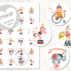 Sticker circus 24 piece 4 cm