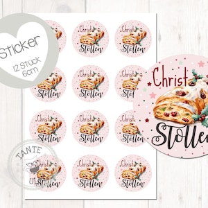 Sticker Kerststol 12 stuks 6 cm