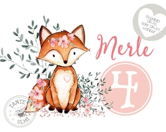 Iron-on sticker-cake topper-invitation card-muffin topper T-shirt options selectable little fox
