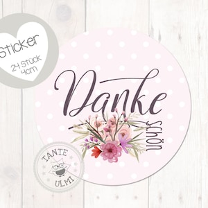 Sticker "Dank u" 24 stuks 4 cm