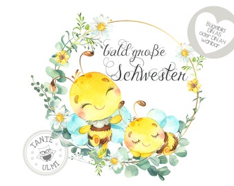 Bügelbild "Geschwister"bald große Schwester Bienen