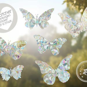 Suncatcher "Butterflies" Rainbow Sticker Set of 6 assorted sizes Self-adhesive window stickers Prism Children's room