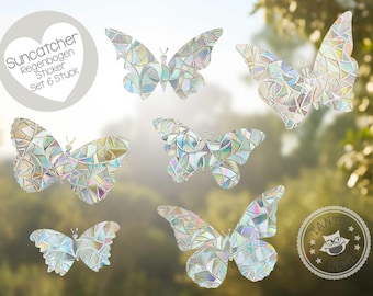 Acchiappasole "Farfalle" Set adesivi arcobaleno 6 pezzi diverse misure Adesivo per finestre prisma autoadesivo cameretta bambini