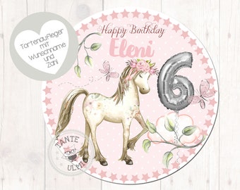 Cake topper fondant diameter 20 cm desired name/invitation cards/muffin topper/sticker options selectable horse