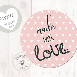 Aufkleber "made with love"   24 Stück  4cm