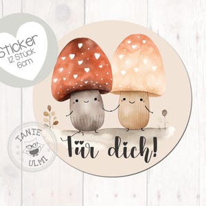 Adesivi "per te" funghi dolci 12 pezzi 6 cm