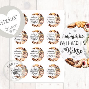 Aufkleber Kekse Weihnachten 12 Stück  6cm