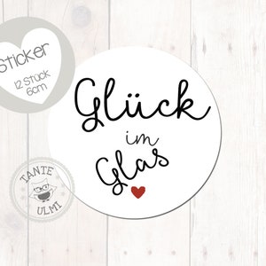 Stickers "Geluk in een glas" 12 stuks 6 cm